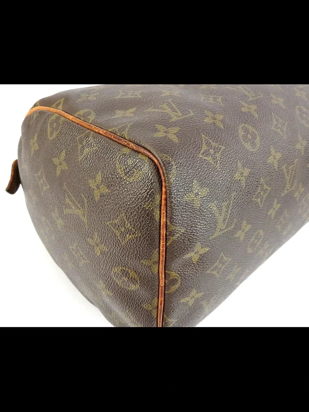 Louis Vuitton Brown Monogram Canvas Satchel with Tan Leather Trim